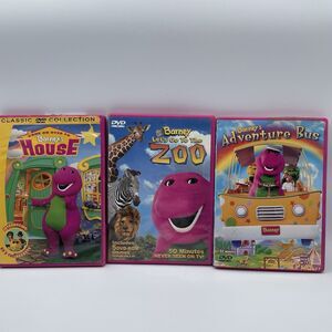 Barney DVDs Lot of 3 Barney's House, Lets Go to the Zoo, Barney’s Adventure Bus